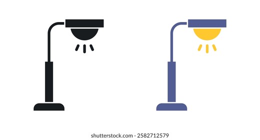 Street light icons set vectors black and colored style