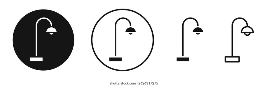 Iconos de la luz de calle en negro sólido y estilo delineado