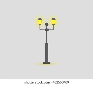 Street light isolated on grey background. Vector illustration, eps10. Light bulb design.