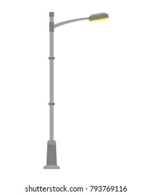 Street light isolated on white background. Outdoor Lamp post in flat style. Vector illustration