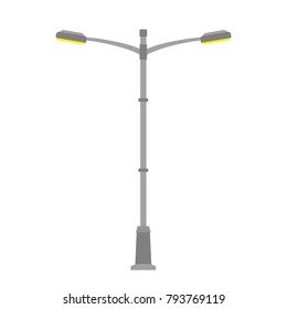 Street light isolated on white background. Outdoor Lamp post in flat style. Vector illustration