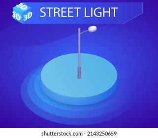 Street light isometric design icon. Vector web illustration. 3d colorful concept