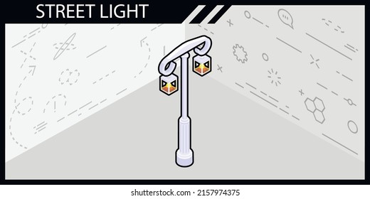 Street light isometric design icon. Vector web illustration. 3d colorful concept