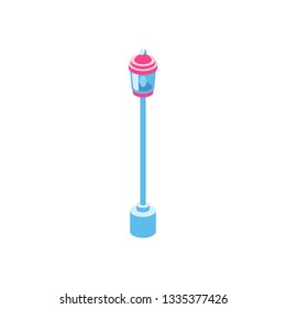 Street light lamp 3d vector icon isometric pink and blue color minimalism illustrate
