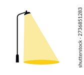 Street Light Lamp Post With Spotlight Illumination Flat Vector Illustration
