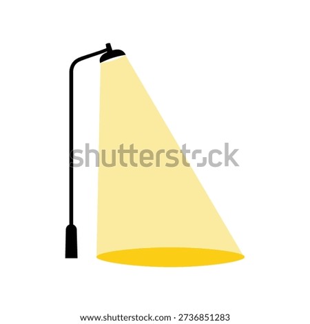 Street Light Lamp Post With Spotlight Illumination Flat Vector Illustration