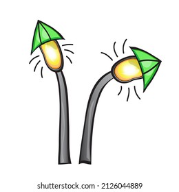 Street light lamps isolated on white background. Cute cartoon style. Vector illustration for any design.