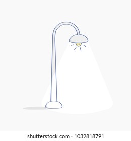 Street light, the lantern illuminates the space below it. Clarify, shed light on idea, protection, creative, coverage, sweep, reach, envelopment outline modern icon concept.