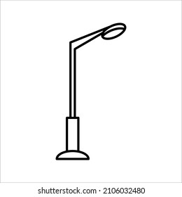 Street Light Line Black And White Vector Icon. Lamppost Flat Silhouette On White Background. Eps 10