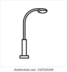 Street Light Line Black And White Vector Icon. Lamppost Flat Silhouette On White Background. Eps 10