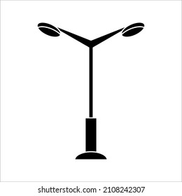 Street Light Line Black And White Vector Icon. Lamppost Flat Silhouette On White Background. Eps 10