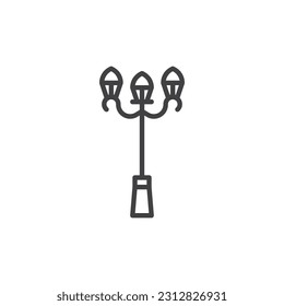 Icono de línea de luz de la calle. signo de estilo lineal para concepto móvil y diseño web. Icono vectorial de contorno de lámpara de calle. Símbolo, ilustración del logotipo. Gráficos vectoriales