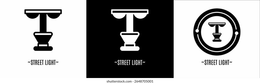 Logo de la luz de la calle. Colección de logos en blanco y negro. Vector de acciones.