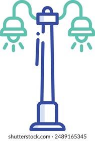 Street light outline color vector illustration