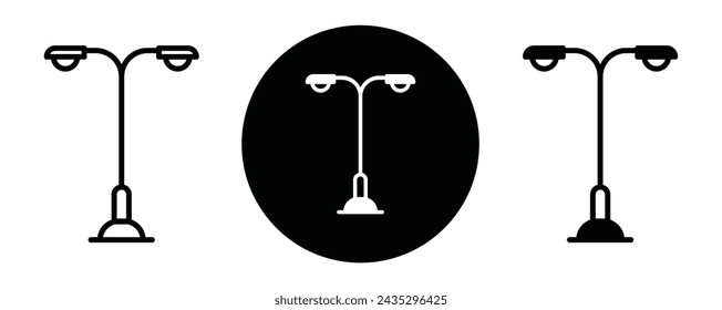 Street light outline icon collection or set. Street light Thin vector line art