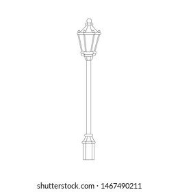 Street light outline on the white background. Vector illustration