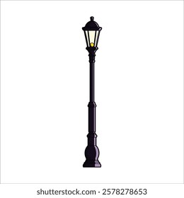 Street light pole lamp hand drawn illustration artwork