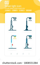 Street light premium icon with multiple style isolated on white background. Vector illustration concept design template for web design and mobile app, UI, UX and project. Include 64x64 pixel perfect