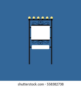 Street light with street read sign, frame, retro style billboard isolated element. Advertising banner vector illustration.