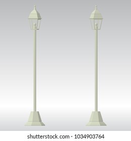 Street light. Road lamp. Element of the equipment on a white background. Vector illustration. It is easy to change the color of objects.
