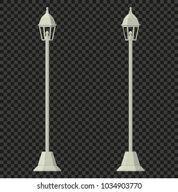 Street light. Road lamp. Element of the equipment on a transparent background. Vector illustration. It is easy to change the color of objects.