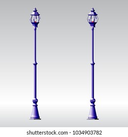 Street light. Road lamp. Element of the equipment on a white background. Vector illustration. It is easy to change the color of objects.