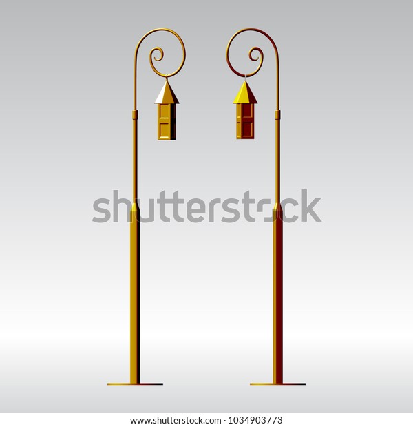 Street light. Road lamp. Element of the\
equipment on a white background. Vector illustration. It is easy to\
change the color of\
objects.