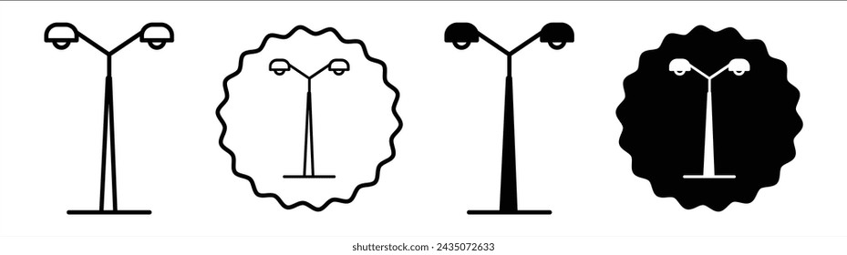 Street light set in black and white color. Street light simple flat icon vector