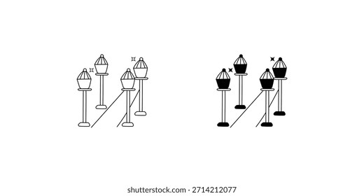 Street Light set icon with white background vector stock illustration