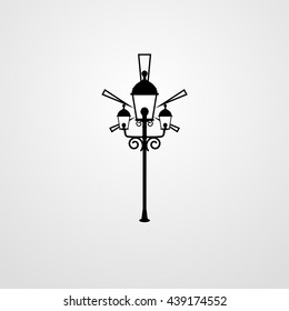 Street light sign icon. Vector. Solid black