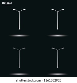 Street light silhouette flat grayscale vector icon.