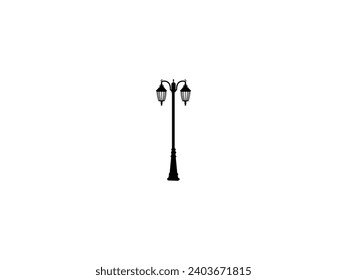 Street light silhouette icon isolated on white background. Vector Illustration