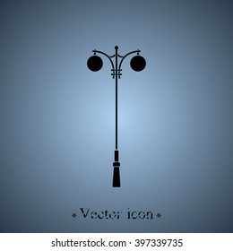 Street light silhouette. Street lamp icon. Flat illustration.