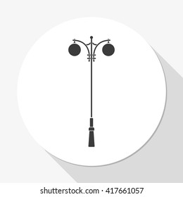 Street light silhouette. Street lamp icon. Flat illustration.