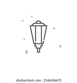 Street light simple vector line icon. Lamp symbol, pictogram, sign isolated on white background. Editable stroke. Adjust line weight.