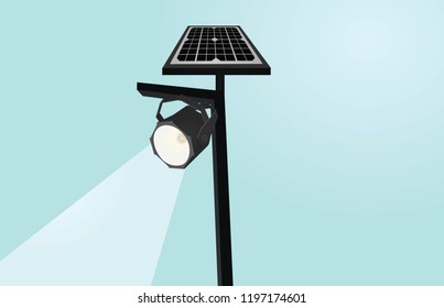 Street light with solar panel. vector illustration