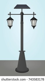 Street light with solar panel. vector illustration