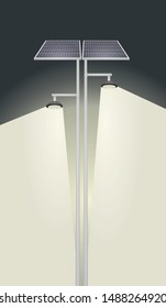 Street light with solar panels. vector illustration