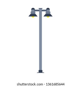 Street light vector icon design isolated white. Lamp lantern city silhouette urban. Classic vintage outdoor flat post