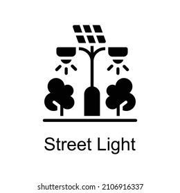 Street Light Vector Solid Icon For Web Isolated On White Background EPS 10 File