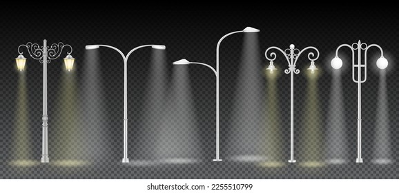 street light vintage realistic isolated on transparent