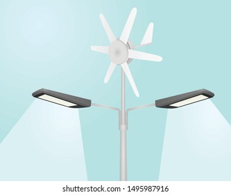 Street light with windmill. vector illustration