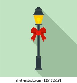 Street light xmas pillar icon. Flat illustration of street light xmas pillar vector icon for web design