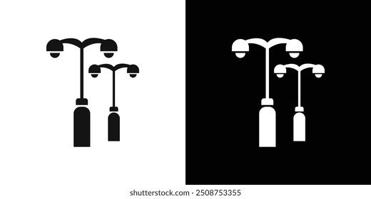 Street lighting icon Flat fill set collection