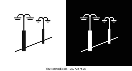 Street lighting icon flat line symbol set.