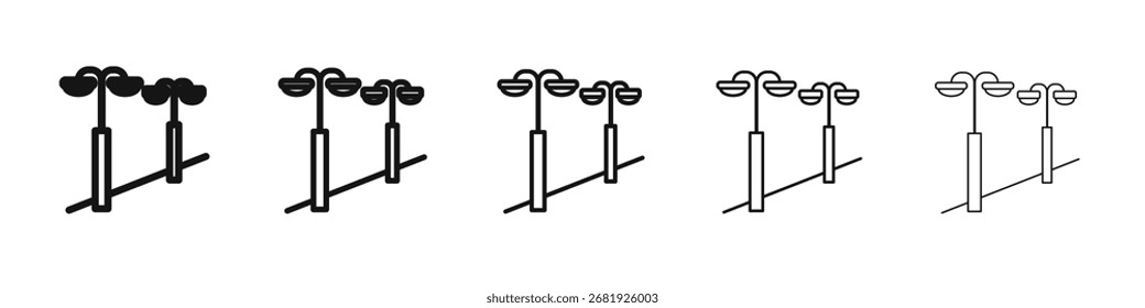 Icono de alumbrado público Vector esquema conjunto ilustración signo