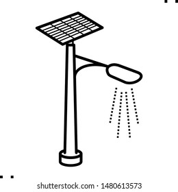 Street lighting solar panels icon in outline style. 