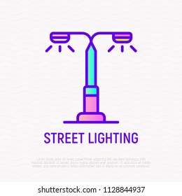 Street lighting thin line icon. Modern vector illustration of lantern.