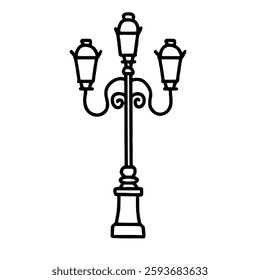 Street Lights Hand drawn line art Paris Illustration