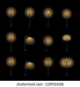 Street lights illustration set. Vector.